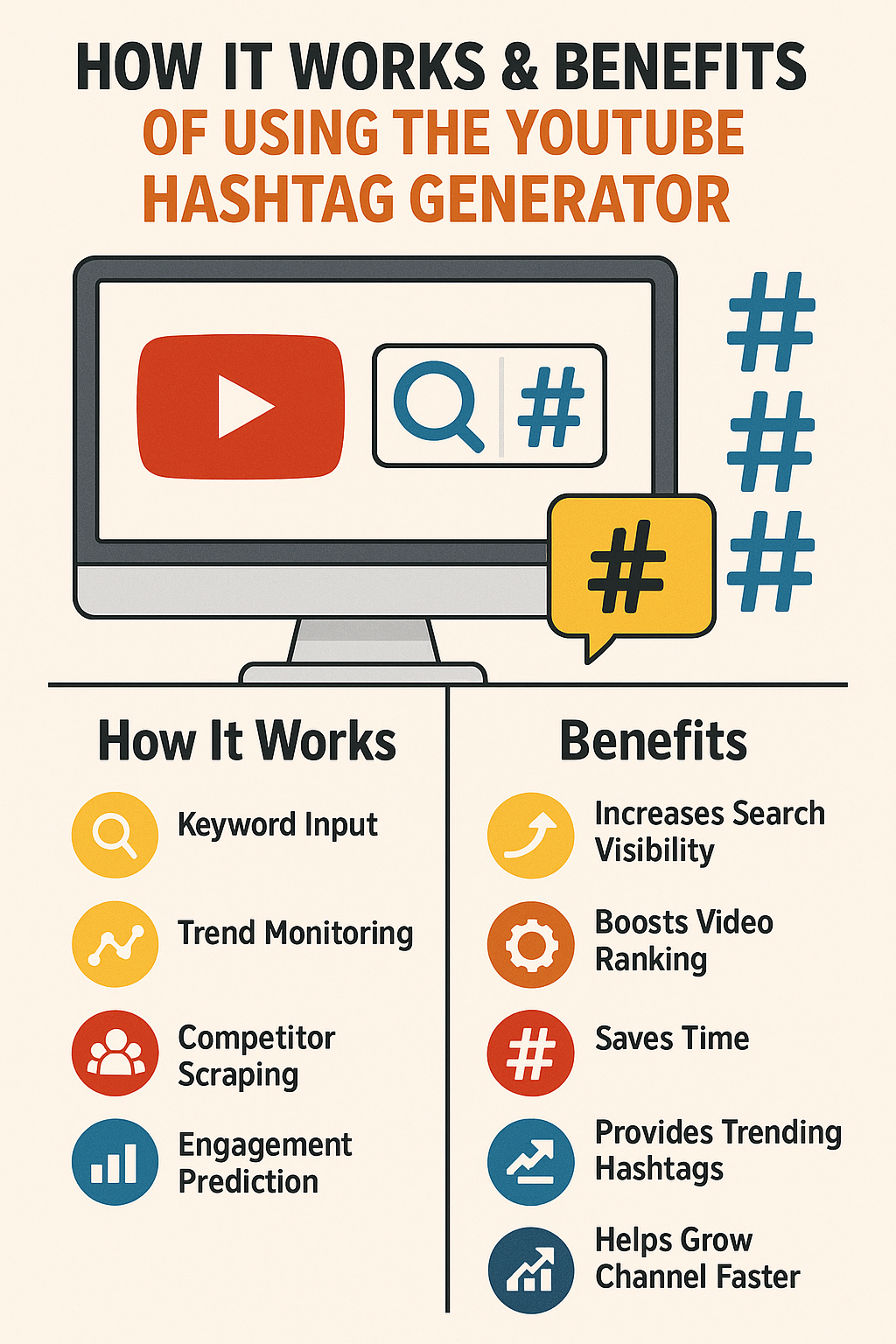 How YouTube Hashtag Generators Work & Key Benefits (Full Guide)